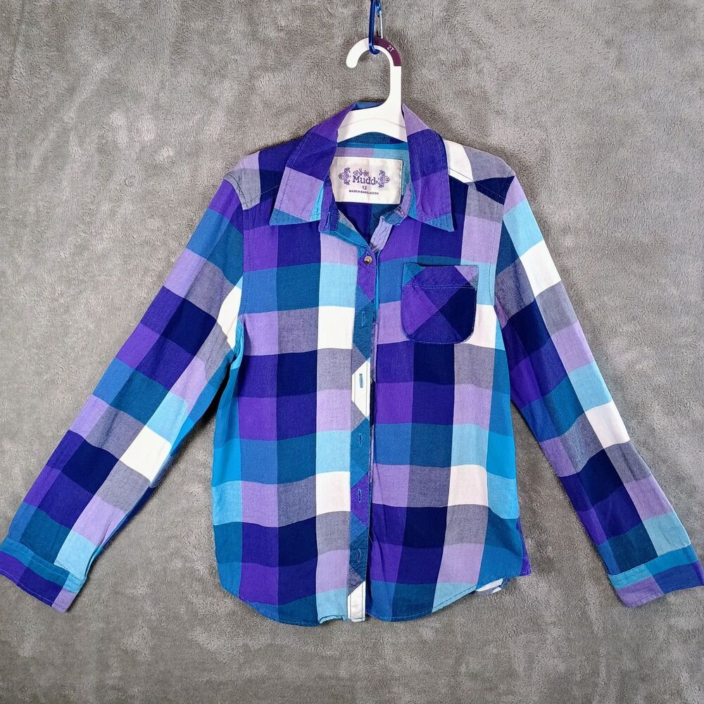 Girls Mudd Plaid Button Up Shirt size 12